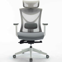 MotionGrey - AirGlide Series - Chaise de bureau ergonomique pour bureau d'ordinateur executif - Blanc-Dos en maille pour la respirabilite, siege en tissu à tissage serre, coussin en mousse moulee à froid pour le soutien.