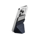 MOFT Snap-On Magnetic MagSafe Compatible Phone Wallet Stand pour iPhone - Bleu-Cuir bleu végétalien de première qualité