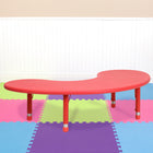 Flash Furniture – Table d’activités demi-lune en plastique à hauteur ajustable 35 x 65 (po), rouge-Largeur totale à la courbe: 22,25 pouces