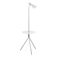 Eglo - Policara lampe de plancher avec interrupteur à levier - 63" - nickel mat-Lampe de plancher