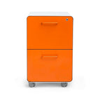 Poppin - Classeur Stow à 2 tiroirs, blanc + orange avec patins ou roulettes-2 clés et 1 serrure sécurisent les deux tiroirs