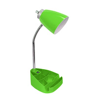 LimeLights -Lampe de bureau organisateur à col de cygne de 18 1/2 po avec support et port USB - Vert-Lampe de bureau à col de cygne avec support pour tablette et port USB
