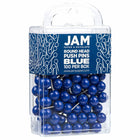 JAM PAPER - Punaises Colorees, Punaises Carte à Tête Ronde, Bleu, Paquet de 100-Quantite : 100 punaises