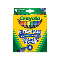 Crayola - Gros crayons de cire lavables, couleurs variées - 8 ct-Les crayons de cire de marque Crayola offrent un coloriage facile et des couleurs réalistes
