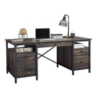 Sauder 66"W La Collection Steel River Bureau - Finition Carbon Oak-  Deux tiroirs à fichiers peuvent contenir des fichiers suspendus de taille Lettre ou Légal