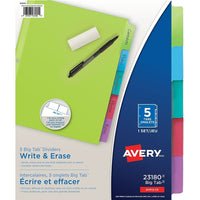 Avery - Intercalaires Écrire et effacer à grands onglets, 5 onglets - multicolores-Ensemble d'intercalaires en papier de couleur vive