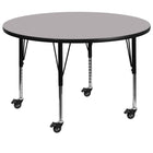 Flash Furniture – Table mobile préscolaire à hauteur ajustable, surface laminée ronde de 60 po gris (XUA60RNDGYTPC)-Gris/fini chromé, placage en stratifié, acier