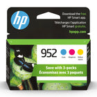 HP 952 Ens. 3 cartouches d'encre cyan, magenta et jaune d'origine (N9K27AN)-Les cartouches d'encre HP 952 sont compatibles avec : HP OfficeJet Pro 7720, 7730, 7740, 8210, 8216, 8702, 8710, 8715, 8720, 8725, 8730, 8740