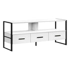 Monarch Specialties - 2615 Meuble Tv - 48 po L/Blanc/Metal Noir-Design contemporain et industriel, dans une finition blanche et moderne