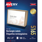 Avery - Étiquettes d'expédition laser/jet d'encre blanches TrueBlock, 8 1/2 po x 11 po, paquet de 100 (5165)-Étiquettes permanentes
