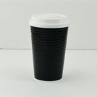 Tannex – Gobelets à café à double paroi en papier à motif diamanté, 16 oz/473 ml, noir-Emballage de 20 gaines, 25 gobelets par gaine (total de 500 couvercles)