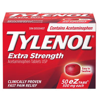 TYLENOL Extra fort 500 mg, 50 comprimés FaciliT-Soulagement rapide et efficace du mal de tête, de la fièvre, des douleurs et des courbatures