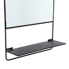 Truu Design - Miroir mural pliable avec tablette-Matériau: le cadre est en métal de haute qualité, résistant à la rouille et robuste recouvert de noir mat, tandis que le miroir est constitué de verre durable