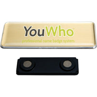 YouWho™ – Trousse d'insignes porte-nom, doré, laser/jet d'encre, 4 unités-4 insignes porte-nom en acier de 1 po x 3 po, doré