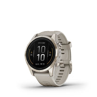Garmin - Epix Pro Sapphire Edition - 42mm Or doux avec bande sable clair-Taille physique 42 x 42 x 14,1 mm; Convient aux poignets ayant la circonférence suivante: Bande de silicone : 108-182 mm; Bande en daim : 108-175 mm; Bande de tissu : 108-189 mm; Bande métallique : 108-180 mm