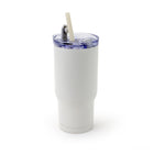 Gry Mattr - Tasse de voyage avec paille - 700 ml - Blanc-Acier inoxydable