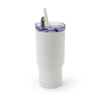 Gry Mattr - Tasse de voyage avec paille - 700 ml - Blanc-Acier inoxydable