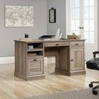 Sauder 59"W La Collection Barrister Lane Bureau Ministre - Finition Salt Oak-  Le tiroir inférieur sur des glissières à extension complète peut contenir des fichiers suspendus de format Lettre pour garder tous vos documents organisés