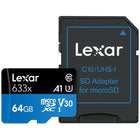 Lexar - Carte mémoire Micro SDXC 633X CL10, 64 Go-Micro SDXC