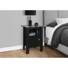 Monarch Specialties - 2134 Table D'Appoint - Table De Chevet Noir/Dessus Gris-Cette table pratique est spacieuse, elle dispose d'une étagère ouverte et d'une armoire fermée avec un élégant bouton carré couleur argent.