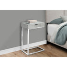 Monarch Specialties - 3373 Table D'Appoint - Metal Chrome/Gris Cimente Avec Tiroir-Grand tiroir pour un rangement dissimulé