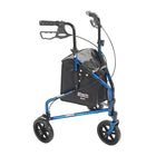 Drive Medical - Rollator à 3 roues avec panier, plateau et sac, bleu flamme-Bleu flamme, aluminium