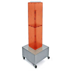Azar Displays – Tour d’affichage à panneaux perforés emboîtables sur 4 côtés à roulettes, 40 x 8 x 8 po, orange (703386-ORG)-Pivote sur une base en métal à roulettes