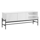 Monarch Specialties - 2738 Meuble Tv - 60 po L/Blanc/Metal Noir Avec D'Entreposage-Ce meuble TV contemporain de 60 pouces à la mode est solidement construit en laminé blanc et en métal noir pour une interprétation moderne dans un salon, une chambre à coucher ou un bureau