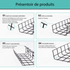 ShoppingAll - Chemin de câbles sous le bureau - Noir - Lot de 4-Conception Confortable: Les détails de la conception du produit sont conçus avec précision : angle du fil de 70 degrés pour éviter les rayures, surface lisse recouverte de poudre pour protéger les fils, et conception radiale de 109 degrés pour accueillir plus d'objets