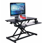 Rocelco - Élévateur de bureau réglable assis/debout de 31,5 po avec tapis anti-fatigue - Noir-Peut contenir deux moniteurs/ordinateurs portables de 24 pouces ou un moniteur de 32 pouces.