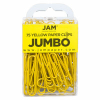 JAM PAPER - Trombone Geant Colore 2", Jaune, 2 Paquets de 75-Couleur jaune