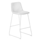 Monarch Specialties - 7750 Tabouret De Bar - Simili-Cuir Blanc/Metal Blanc-Style moderne, avec dossier et siège incurvés et confortables reembourré en similicuir blanc