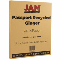 JAM Paper - Papier recyclé - 8,5" x 11" - 24 lb Passeport Gingembre - 100 feuilles/paquet-Couleur : papier passeport gingembre.