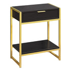 Monarch Specialties - 3486 Table D'Appoint - 24 po H/Espresso/Metal Or-Dessus de table rectangulaire spacieux fini en espresso