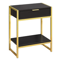 Monarch Specialties - 3486 Table D'Appoint - 24 po H/Espresso/Metal Or-Dessus de table rectangulaire spacieux fini en espresso