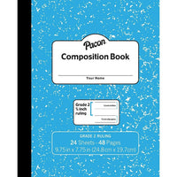 Pacon Marble Composition Book Grade 2 Bleu 3/4" Ligné avec Ligne de Base Rouge, Paquet de 24-Couverture souple durable