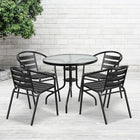 Flash Furniture – Table ronde en verre trempé et en métal, 31,5 po (TLH-070-2-GG)-Table de jardin
