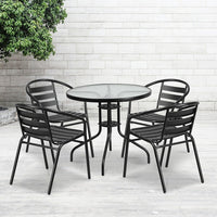 Flash Furniture – Table ronde en verre trempé et en métal, 31,5 po (TLH-070-2-GG)-Table de jardin