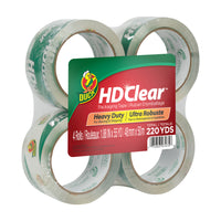 Ruban d’emballage très résistant HD ClearMC de marque DuckMD - 48 mm x 50 m - Transparent - paquet de 4-Ruban d'emballage robuste pour boîtes de poids moyen