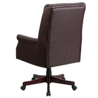 Flash Furniture – Fauteuil direction pivotant à dossier haut et à soutien lombaire, cuir brun (BT9025H2BN)-Dossier en peluche oreiller