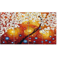 Designart – Imprimé sur toile, art floral abstrait orange et rouge, 4 panneaux (PT2006-271)-Impression