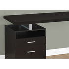 Monarch Specialties - 7143 Bureau 60 po L - Espresso/Metal Argent-Finition sur tous les côtés avec une configuration réversible permettant une installation à gauche ou à droite pour créer un espace de travail fonctionnel pour étudier, écrire ou travailler sur votre ordinateur portable.