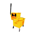 Globe Commercial Products - Ensemble Seau-Essoreuse Pression Latérale - Jaune - 35 pte -Casters non marquants de 3 pouces