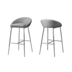 Monarch Specialties - 2299 Tabouret De Bar - Tissus Gris/Base Chrome - Paquet de 2-Ensemble de 2 tabourets de hauteur bar