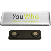 The Mighty Badge - Trousse d'insignes porte-nom - laser - argenté - 4 unités-4 insignes porte-nom en acier de 1 po x 3 po, argenté