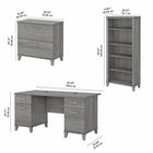 Bush Furniture - Bureau 60 po avec classeur latéral et bibliothèque à 5 tablettes Somerset - Gris platine-Bois d’ingénierie en Gris platine