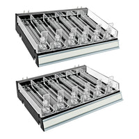 Azar - Noir 6 Diviseur de compartiment Bac Cosmetic Tray avec pousseurs - Paquet de 2-Vendu en paquets de: 2