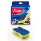 Vileda Éponge à récurer Scrunge Vitrocéramique - Paquet de 2-Éponge nettoyante 2-en-1 conçue pour la vitrocéramique - surface de récurage non abrasive d'un côté et tampon de finition en microfibre de l'autre