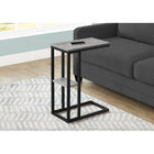 Monarch Specialties - 3671 Table D'Appoint - 25 po H/Gris/Metal Noir-Comprend un dessus table rectangulaire de couleur gris et un cadre en metal noir avec une petite etagere secondaire