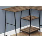 Monarch Specialties - 7593 Bureau 48 po L - Dessus Faux Bois Brun De Coin/ Metal Noir-Idéal pour les plus petits espaces de travail nécessitant du rangement, ce bureau à 3 niveaux ouverts. Finition sur tous les côtés pour un placement polyvalent dans votre bureau à domicile